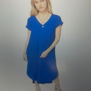 Entro Royal Blue Large Maxi Dress New v neckline